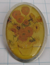 BRO 205 Broche met oude zonnebloemen Vincent van Gogh