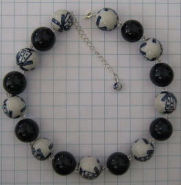 COL 001 Delftsblauw collier handgeschilderde molenkralen