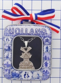 HAN 129 Collier molen plat Holland, zwaar verzilverd