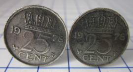 Manchetknopen verzilverd kwartje/25 cent 1978