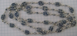 COL 007 delftsblauw handgeschilderd zeer lang collier