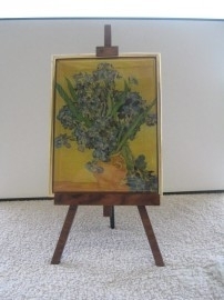 SCH033 schildersezel 22 cm hoog Vincent van Gogh, vaas irissen