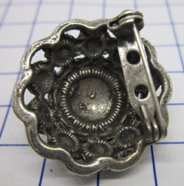 ZKB917 zeeuwse knop broche bol verzilverd
