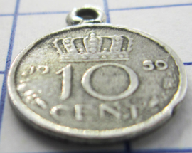MHB019 5 stuks bedel dubbeltje verzilverd met hangoogje jaartal 1959