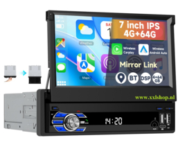 Klapscherm Carplay 1 DIN autoradio NAVIGATIE  Wifi Android 15