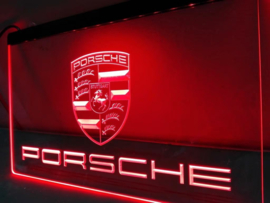 Porsche neon bord lamp LED  verlichting reclame lichtbak #1 *ROOD*