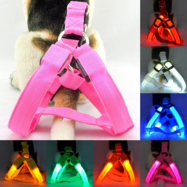 Honden tuigje tuig harnas hondentuigje LED S/M/L/XL *7 kleuren*