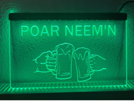 Poar neem'n bier neon bord lamp verlichting reclame lichtbak XL *40x30cm*