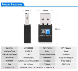 WIFI mini usb dongle adapter ontvanger 300mbps netwerk + CD