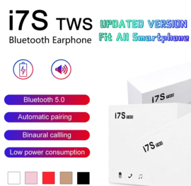 Bluetooth in-ear oortjes in ear draadloos i7s DUBBEL *5 kleuren* + laadbox