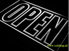 OPEN neon bord lamp LED verlichting reclame lichtbak #13 *WIT*