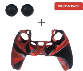 Silicone hoes skin case cover voor PS5 playstation 5 controller *rood camouflage*