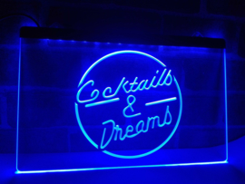 Cocktails & dreams en neon bord lamp verlichting cocktail *blauw*