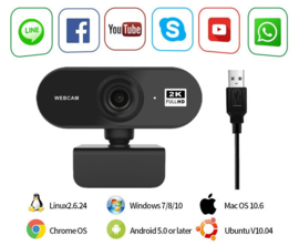 Webcam 2K laptop USB microfoon PC Quad HD autofocus *geen full hd maar 2K!*