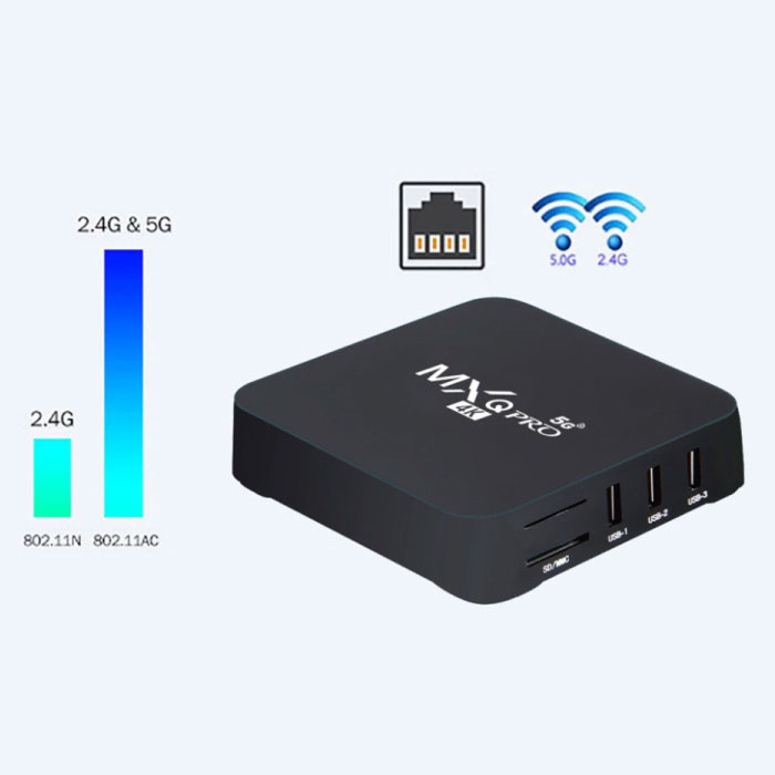 MXQ PRO Android 12 tv box mediaspeler IPTV +5G smart 4K 1/8GB *2025*
