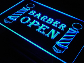 Kapper barber open neon bord lamp LED verlichting reclame lichtbak *BLAUW*