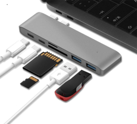 USB-C USB C adapter hub macbok pro air 2.0 3.0 MicroSD *6 poorten*