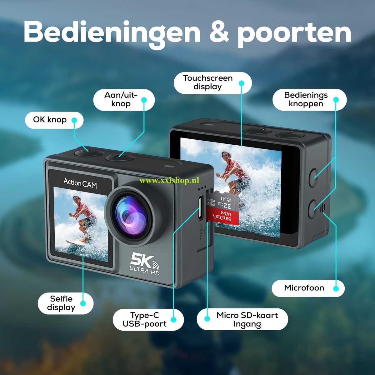 5K actioncamera action camera pro go 12 13 EIS touchscreen *grijs*