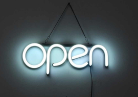 Open neon bord verlichting lamp licht kunststof 3D *wit*