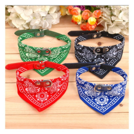 Hond honden en kat katten halsband bandana leer S/M/L/XL *4 kleuren*