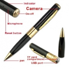 Spy pen mini HD camera audio video opnemen SD 1280x960 *goud*