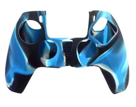 Silicone hoes skin case cover voor PS5 playstation 5 controller *blauw camouflage*