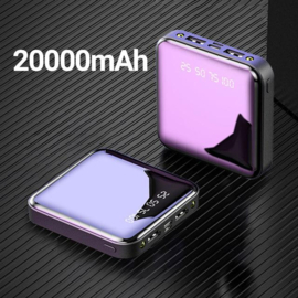 Powerbank 20.000 mAh oplader micro USB C snellader +LED display *zwart*