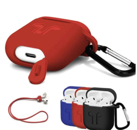 Case airpod airpods 1 & 2 hoes siliconen hoesje + strap + haak *3 kleuren*