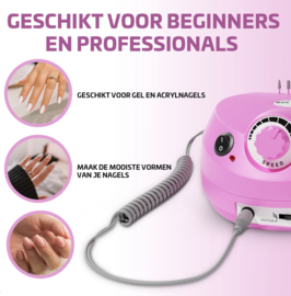 Elektrische nagel vijl frees nagelfrees freesmachine PRO 250-delig *roze*