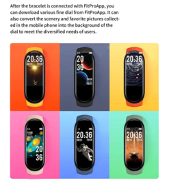 Stappenteller hartslagmeter tracker band mi smartband 6 M6 *ZWART*