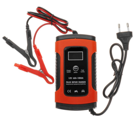 Accu druppel lader druppellader auto acculader 12V + LCD display *rood*