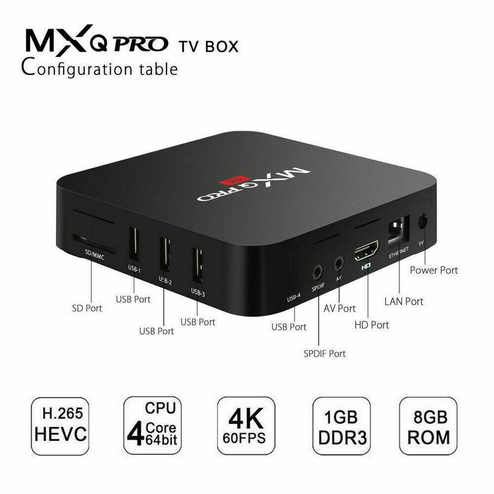 MXQ PRO Android 12 tv box mediaspeler IPTV +5G smart 4K 1/8GB *2025*