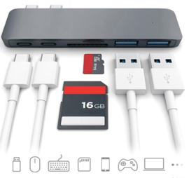 USB-C USB C adapter hub macbok pro air 2.0 3.0 MicroSD *6 poorten*