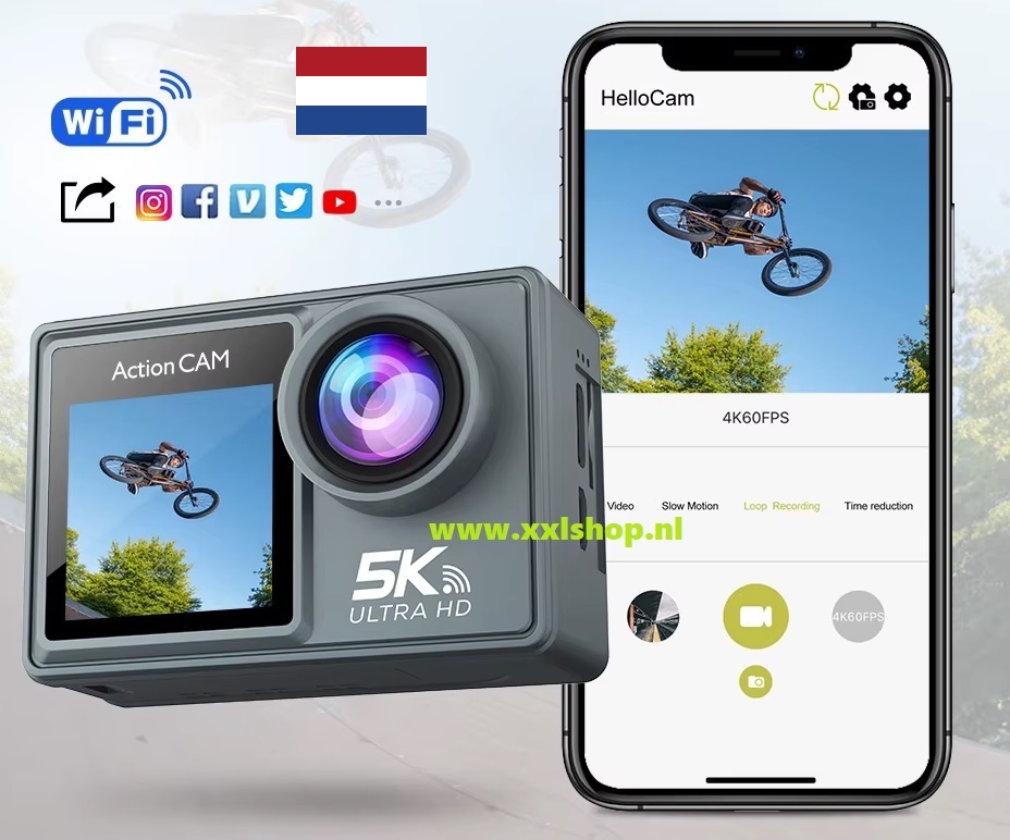 5K actioncamera action camera pro go 12 13 EIS touchscreen *grijs*