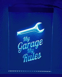 My garage my rules neon bord lamp LED verlichting reclame lichtbak VERTICAAL