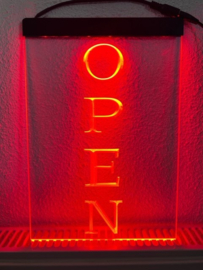 OPEN neon bord lamp LED verlichting reclame lichtbak VERTICAAL *rood*