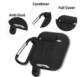 Case airpod airpods 1 & 2 hoes siliconen hoesje + strap + haak *3 kleuren*