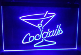 Cocktails neon bord lamp LED verlichting reclame lichtbak cocktail *blauw*