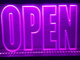 OPEN neon bord lamp LED verlichting reclame lichtbak #11 *PAARS*