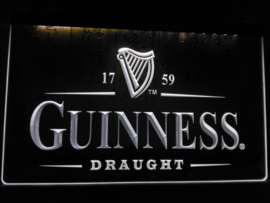Guiness neon bord lamp LED cafe verlichting reclame lichtbak *wit*