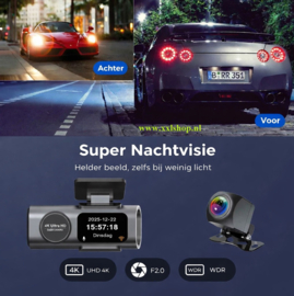 4K dashcam dashboardcamera WIFI nachtzicht + camera