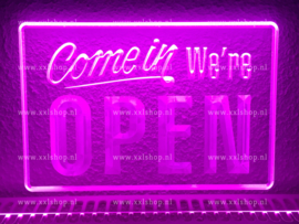 OPEN neon bord lamp LED verlichting reclame lichtbak #22 COME IN *PAARS*