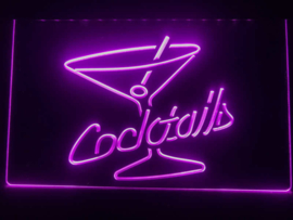 Cocktails neon bord lamp verlichting reclame lichtbak cocktail *paars*