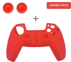 Silicone hoes skin case cover voor PS5 playstation 5 controller *rood*