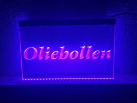 Oliebollen oliebol neon bord lamp LED verlichting reclame lichtbak *paars*