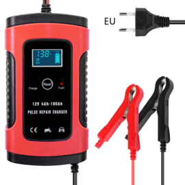 Accu druppel lader druppellader auto acculader 12V + LCD display *rood*