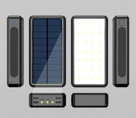 Powerbank power bank 50.000 mAh snellader oplader + zonnepaneel + 4x USB *zwart*