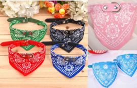 Hond honden en kat katten halsband bandana leer S/M/L/XL *4 kleuren*