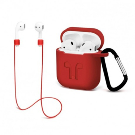 Case airpod airpods 1 & 2 hoes siliconen hoesje + strap + haak *3 kleuren*