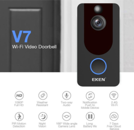 Wifi deurbel intercom video camera deur bel ring EKEN V7 + app